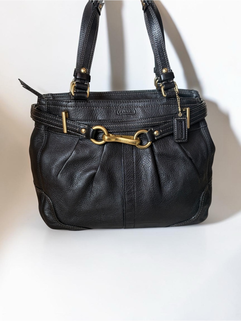 Vintage 2000’s Coach Hamptons Pleated Leather Carryall /Tote Style#12476